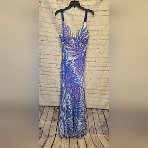 Glittering Blue and Purple Prom Dress